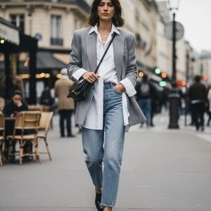 Zara Houndstooth Cotton Blend Blazer Size  M